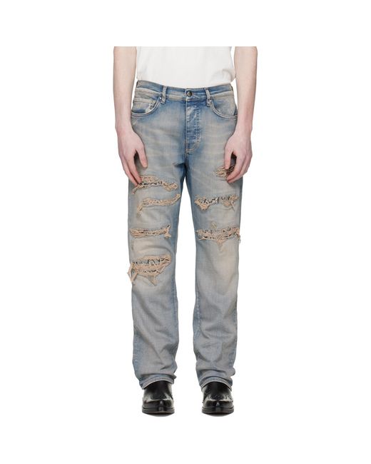 Amiri Blue Snake Stud Slim Jeans for men