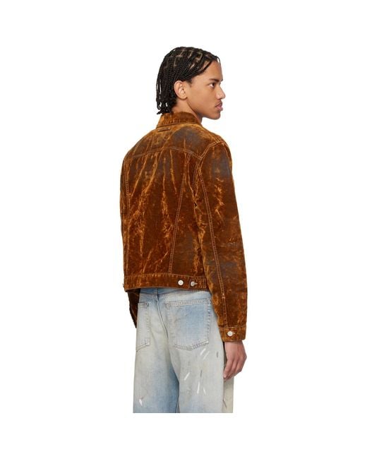 Acne Brown Flocked Denim Jacket for men