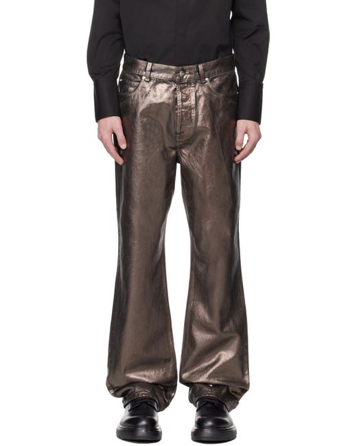Ferragamo Black Brown Five-pocket Jeans for men