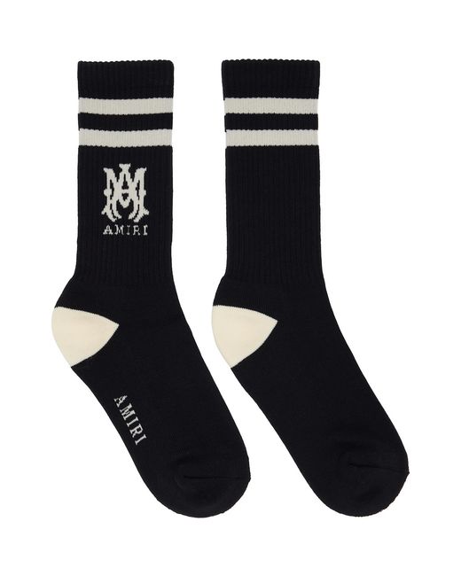 Amiri Black Ma Stripe Socks for men