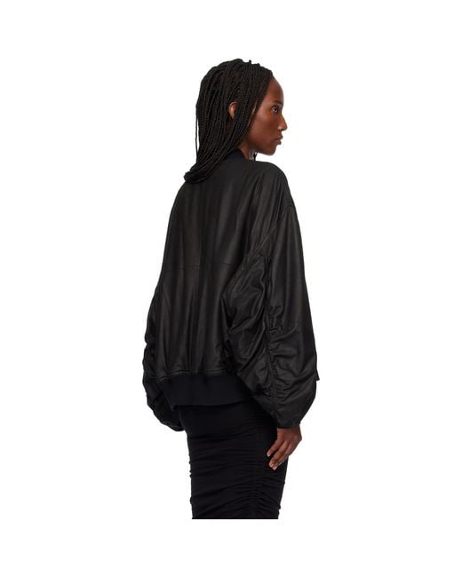 Rick Owens Black Temple Secchia Flight Leather Jacket