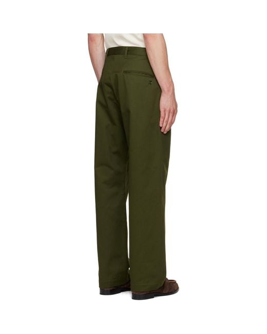 vowels Green Pleated Trousers for men
