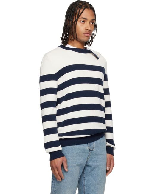 Balmain Black Buttoned Marinière Knit Sweater for men