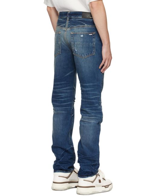 Amiri Blue Indigo Fractured Jeans for men