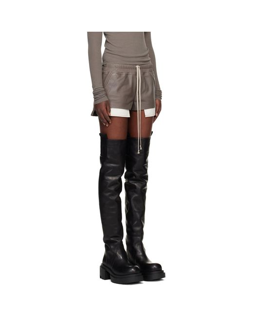 Rick Owens Black Temple Fog Leather Shorts