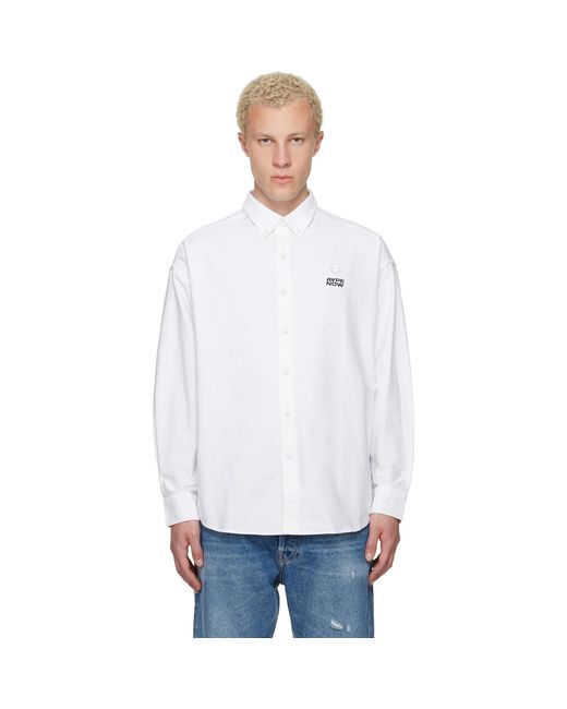 Aape By A Bathing Ape White 'Aapenow' Moonface Logo Long Sleeve Shirt for men