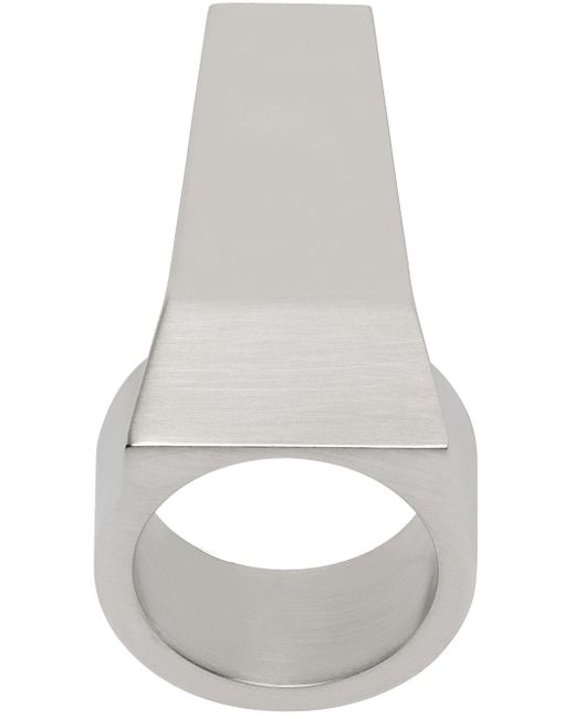 Rick Owens White Silver Trunk Ring for men