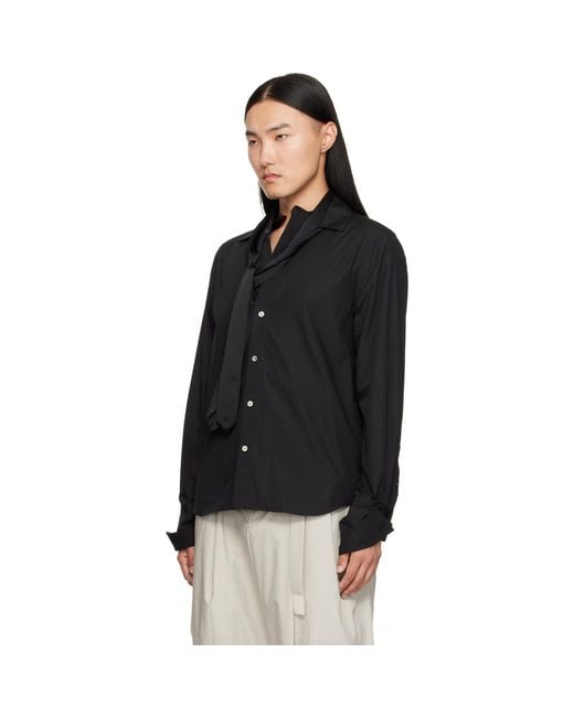Sacai Black Satin Tie Poplin Shirt for men