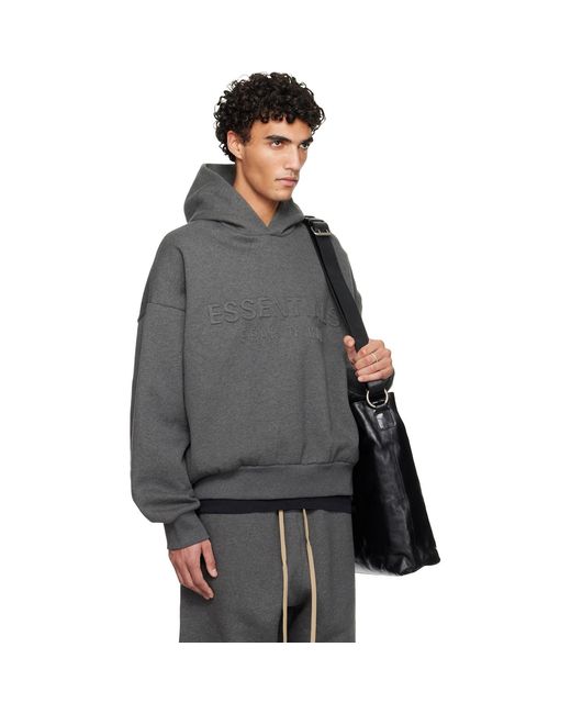 Fear Of God Gray Holiday Embossed 'Essentials' Classic Hoodie for men