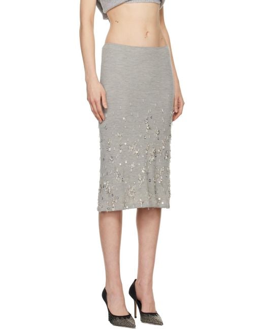 Christopher Esber Black Gray Crystal Cluster Midi Skirt
