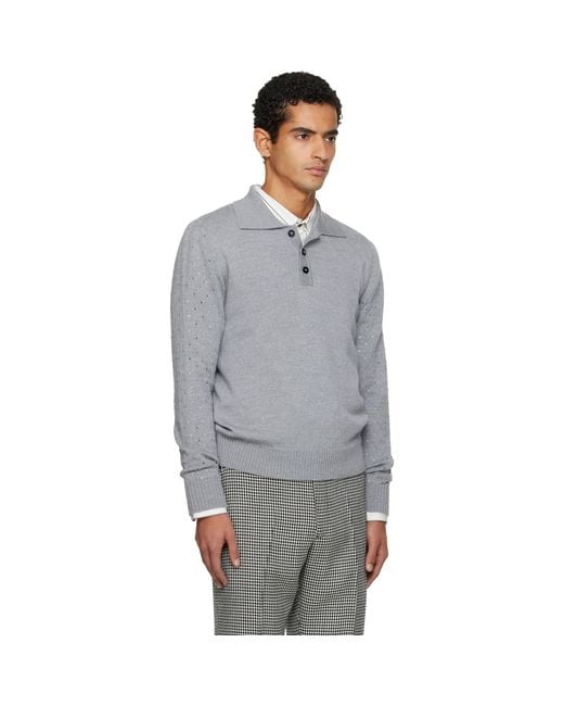 Ernest W. Baker Gray Polka-Dot Polo for men