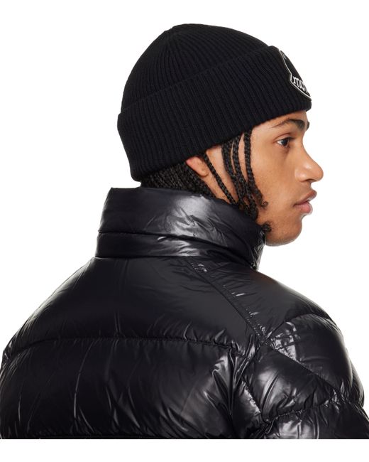 Moncler Black Virgin Wool Beanie for men