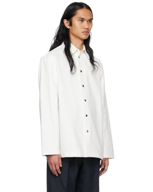 Chemise blanche en denim à logo gaufré Jil Sander pour homme en coloris White