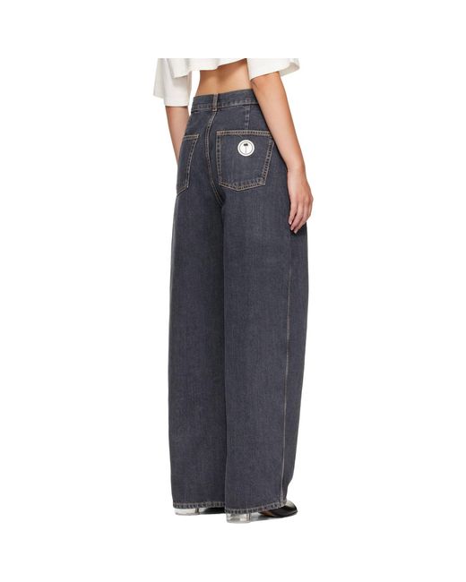 Palm Angels Blue Tree Logo Loose Jeans