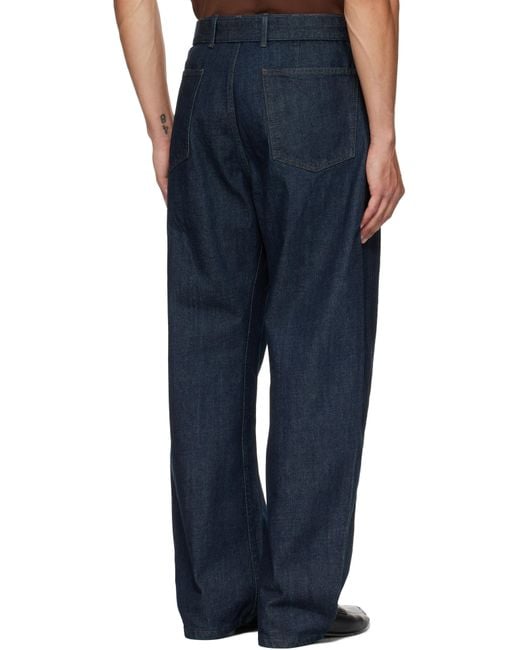 Lemaire Blue Twisted Belted Jeans for men