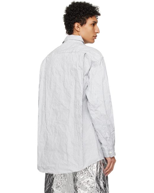 Chemise blanc et bleu marine à rayures fines Hed Mayner pour homme en coloris White