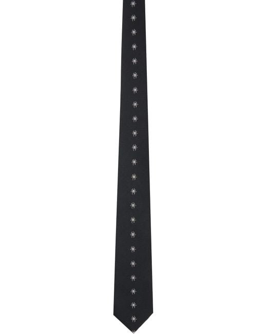 Yohji Yamamoto Black Ant Pattern Jq Derby Tie for men