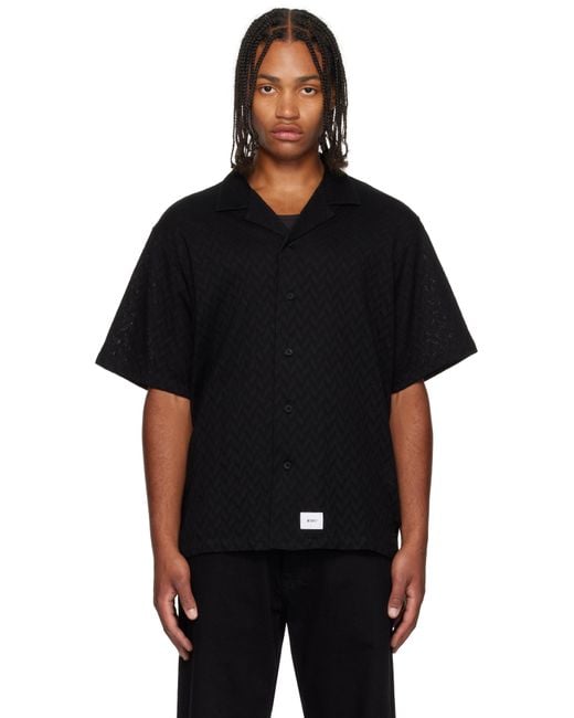 (w)taps Black Herringbone Shirt for men