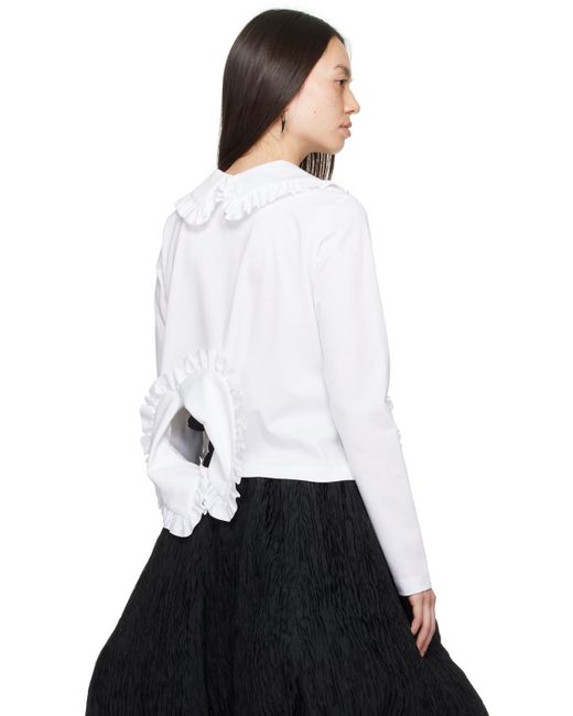 Polo blanc à col écolier Noir Kei Ninomiya en coloris White