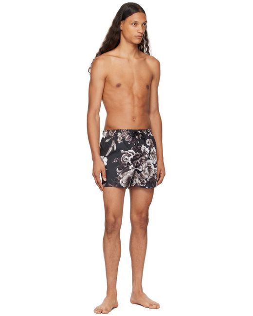 Dolce & Gabbana Black Floral Print Swim Shorts for men