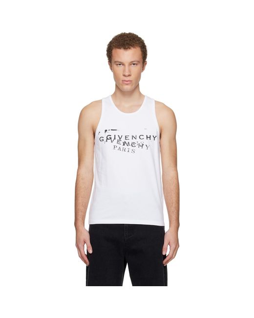 Givenchy White Stamp Print Tank Top for men