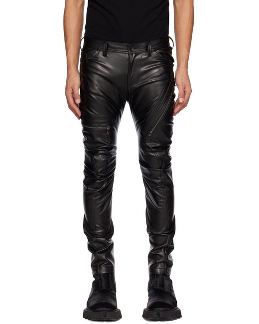 Julius Indirect Faux-leather Cargo Pants in Black for Men | Lyst