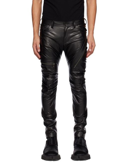 Julius Indirect Fauxleather Cargo Pants in Black for Men Lyst