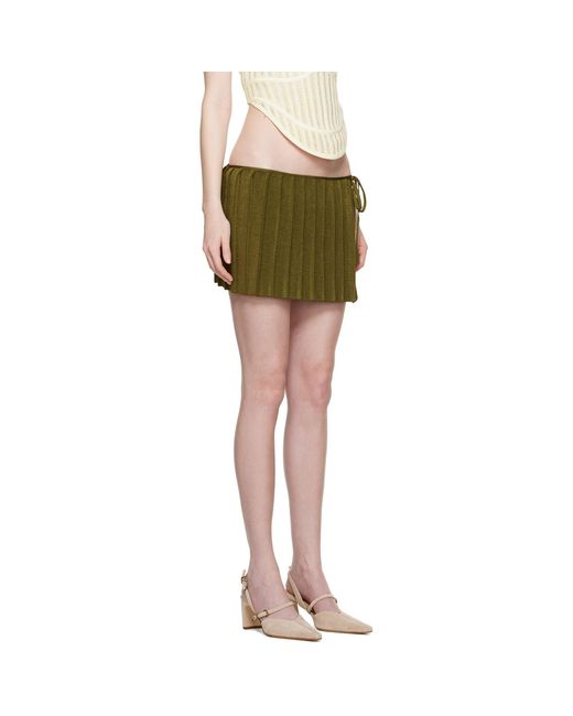 Isa Boulder Green Pleated Reversible Miniskirt