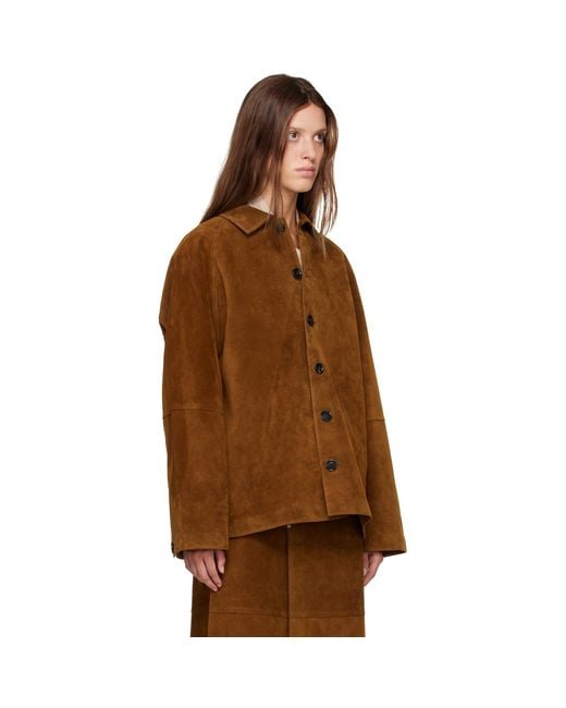 Studio Nicholson Brown Tan Bowe Suede Jacket