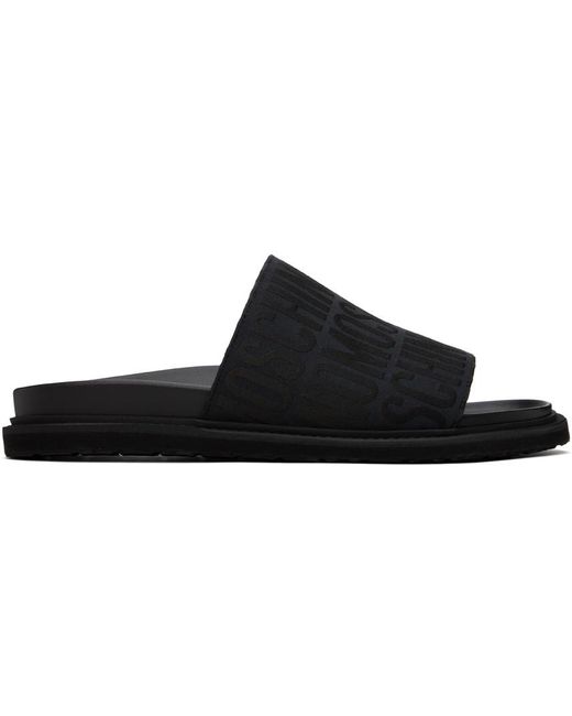 Sandales à enfiler noires à logos Moschino pour homme en coloris Black