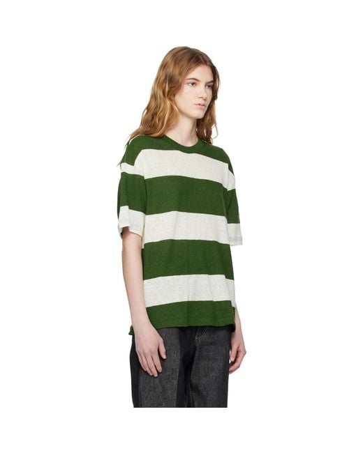 YMC Green Off- Triple Stripe T-Shirt