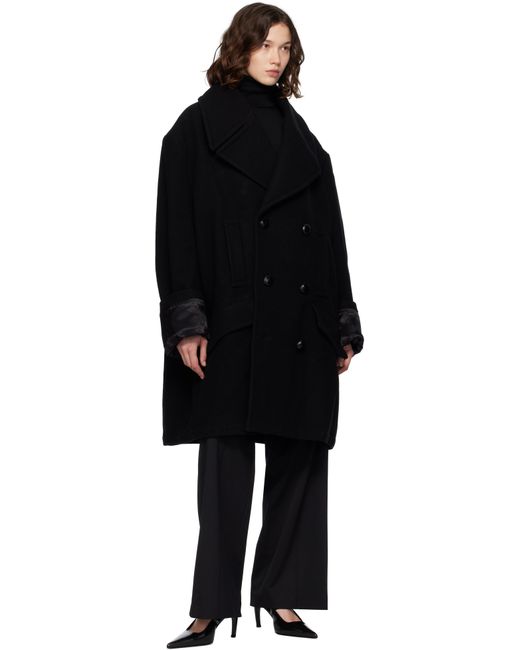MM6 by Maison Martin Margiela ブラック ウールフェルト ダブルブレスト コート Black