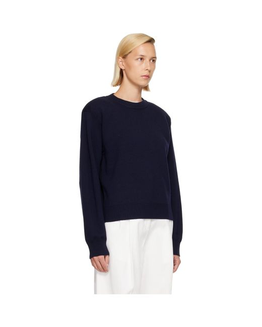 Rohe Blue Statement Shoulder Crewneck Sweater