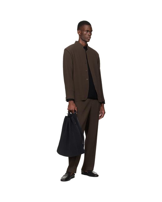 Homme Plissé Issey Miyake Brown Tuxedo Pleats Blazer for men