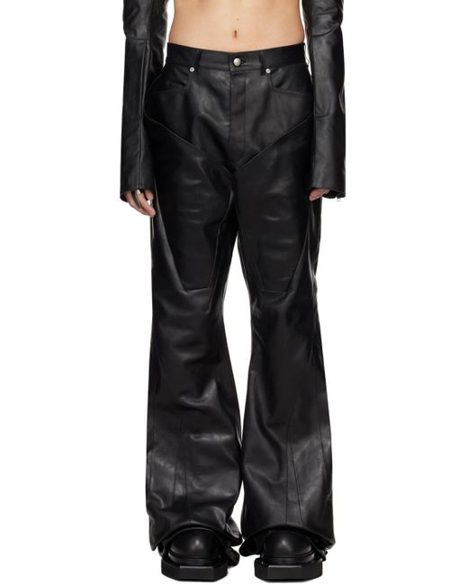 Rick Owens Black Slivered Leather Pants for men