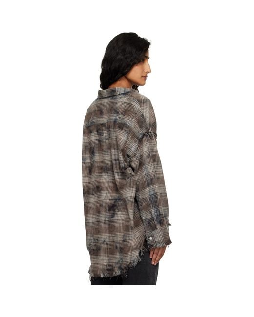R13 Black Shredded Seam Drop Neck Shirt