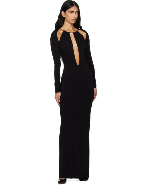 chinese dress ladies Marine Serre Black Ribbed Maxi Dress