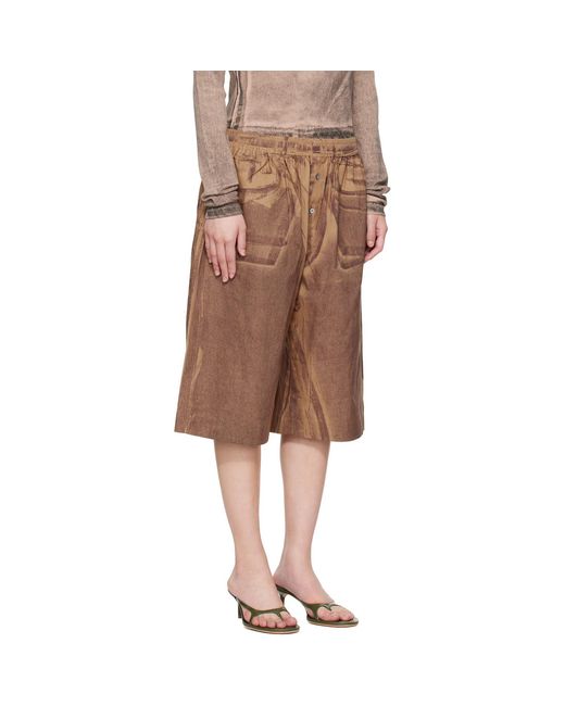 Acne Brown Tan Printed Shorts