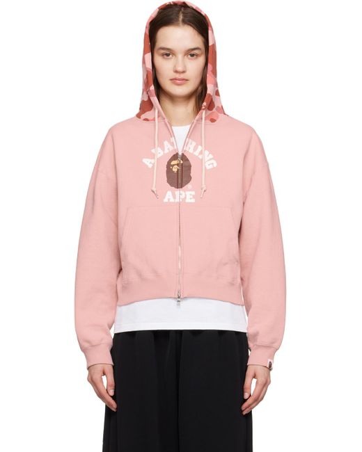 A Bathing Ape Pink 1st Camo College Hoodie