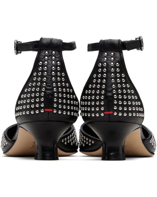 Aeyde Black Liz Mini Stud Leather Heels