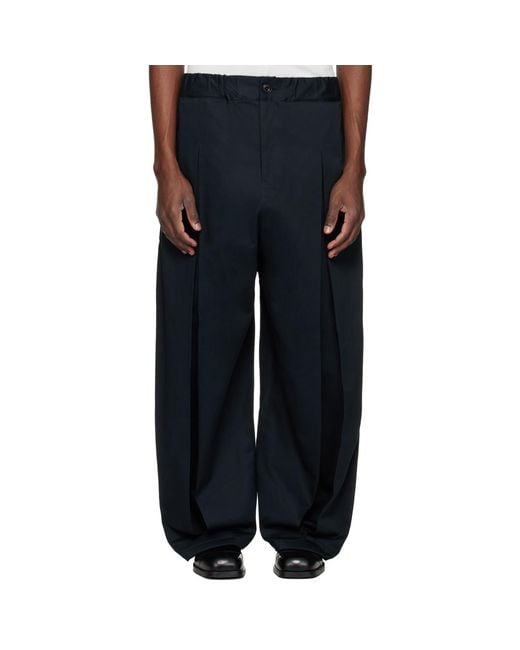 SAGE NATION Black Box Pleat Trousers for men