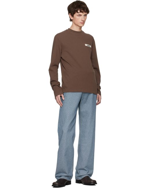 T-Shirt À Manches Longues Brun À Écusson En Gros-Grain Jacquemus pour homme en coloris Brown