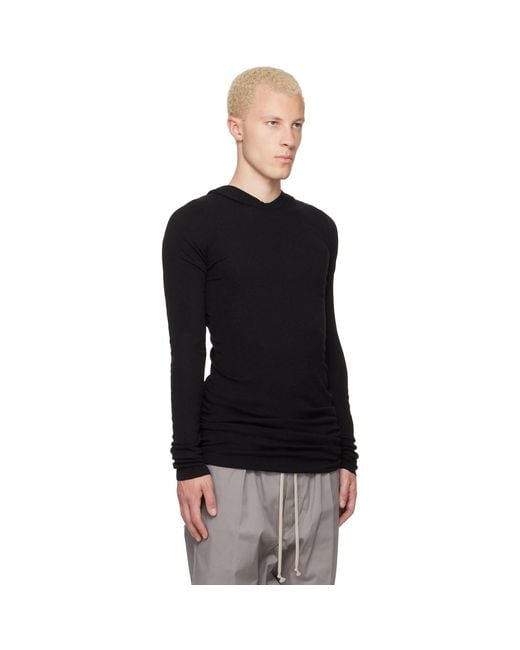 Rick Owens Black Tower Rib Ls Hoodie for men