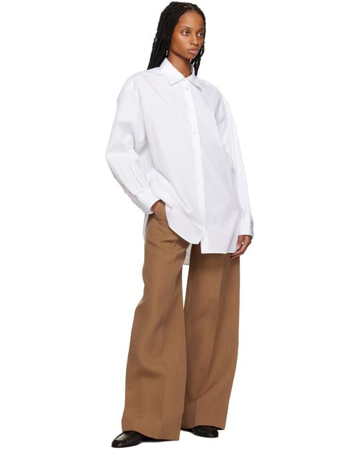 The Row Brown Pipa Wide-leg Wool And Silk Pants