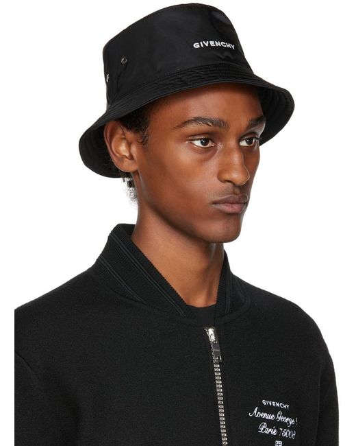 Givenchy Black Embroide Bucket Hat for men