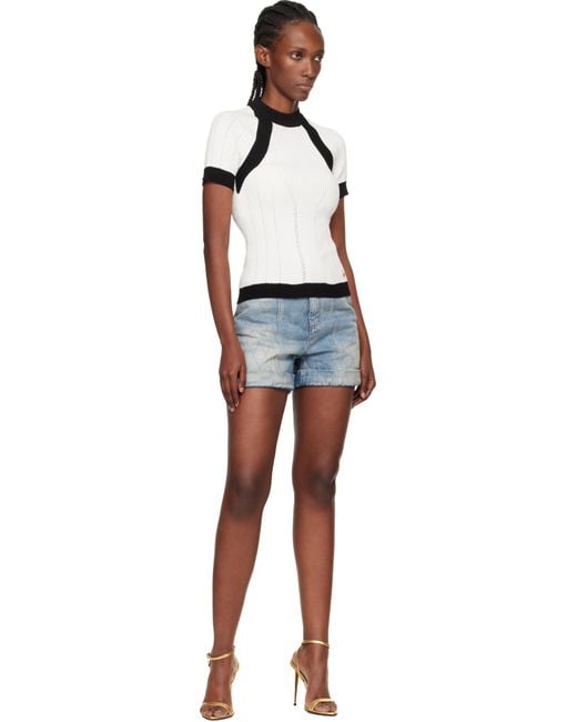 Balmain Black Short-sleeved Knit Top