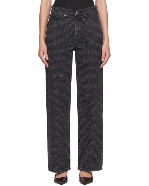 Rag & Bone Black Logan Wide-Leg Jeans