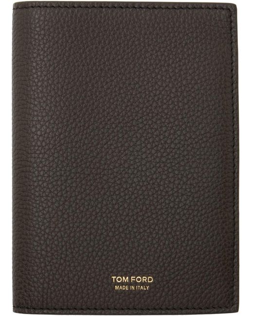 メンズ Tom Ford ブラウン ソフト グレインレザー パスポートケース Black