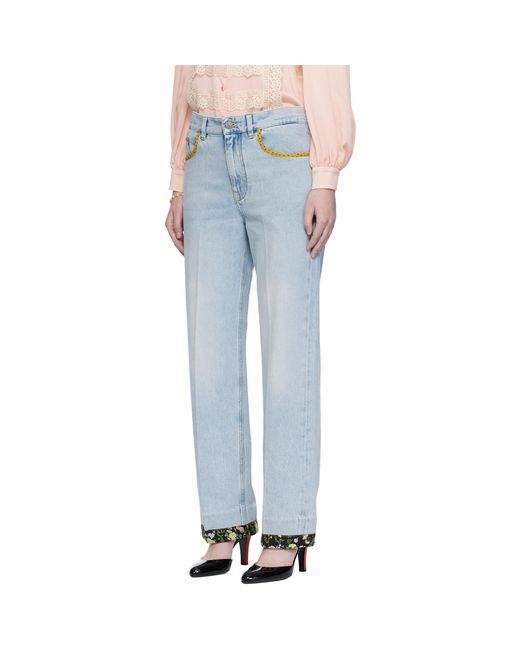 Valentino Blue Embroidered Denim Jeans