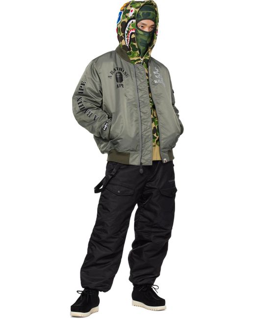 A Bathing Ape Black Insulated Cargo Pants for men